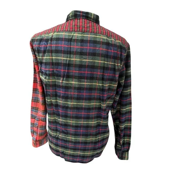 J.Crew Mens Flannel Plaid Shirt - L - 100% Cotton Red & Green - Picture 3 of 9